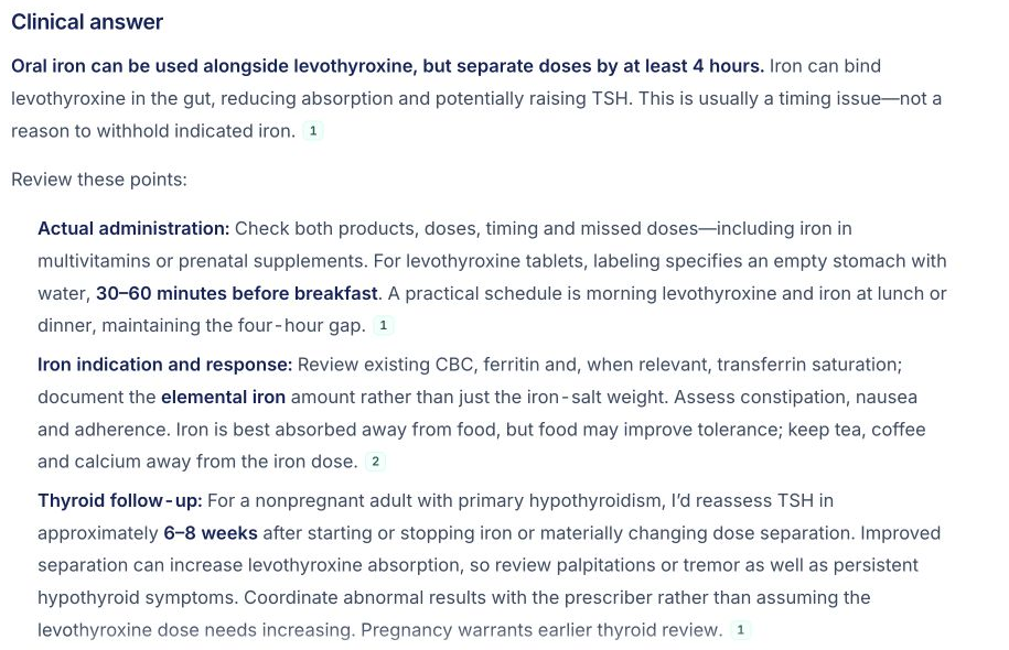 Actual Clarity clinical answers product screen